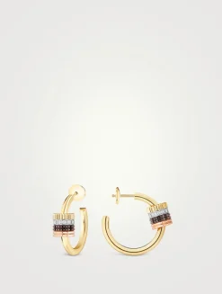 Quatre Classique 18K Gold Earrings With Brown PVD And Diamonds