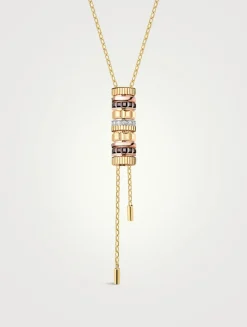 Quatre Classique 18K Gold Tie Necklace With Brown PVD And Diamonds