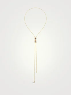 Quatre Classique 18K Gold Tie Necklace With Brown PVD And Diamonds