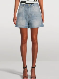 Quilted Denim Shorts