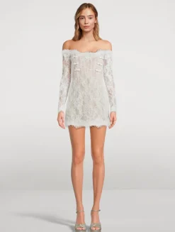Rachel Off-The-Shoulder Lace Mini Dress