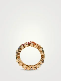 Rainbow Fireworks 18K Gold Frenzy Eternity Band With Sapphires And Diamonds