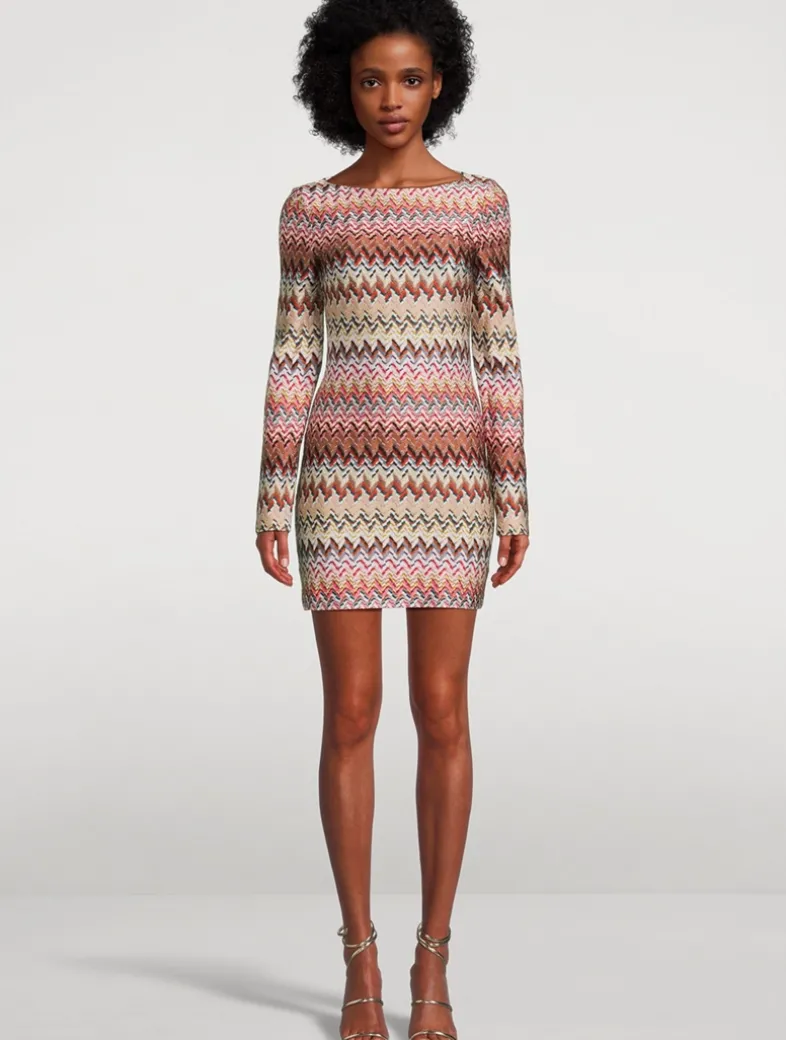 Raschel Mini Dress In Zig Zag Print