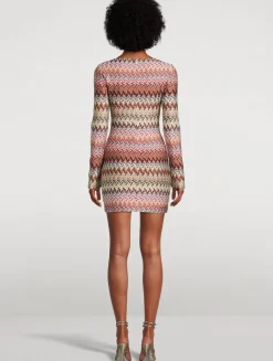 Raschel Mini Dress In Zig Zag Print