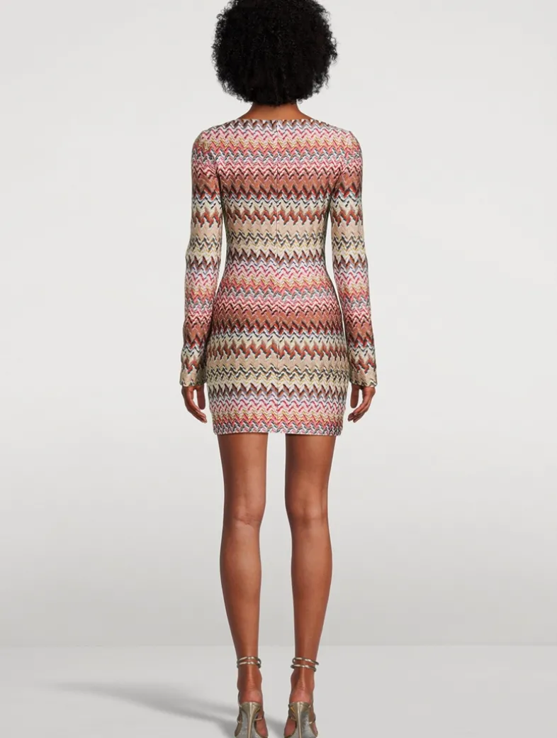 Raschel Mini Dress In Zig Zag Print