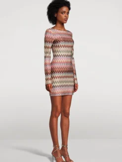 Raschel Mini Dress In Zig Zag Print