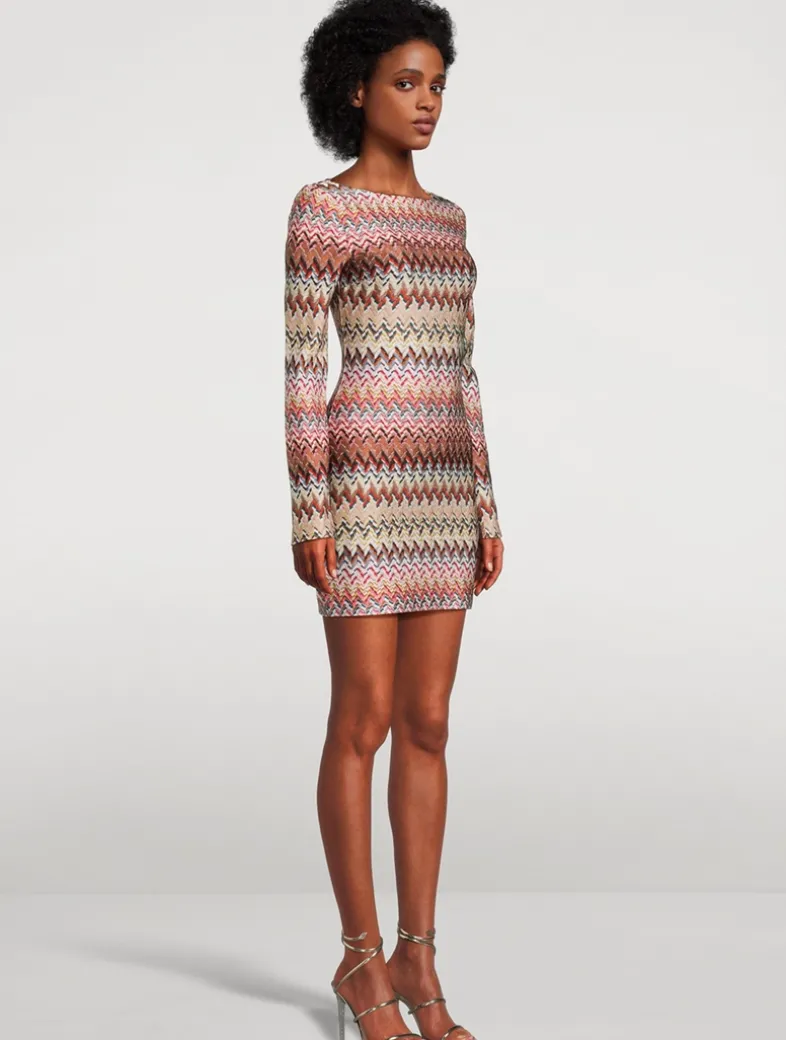 Raschel Mini Dress In Zig Zag Print
