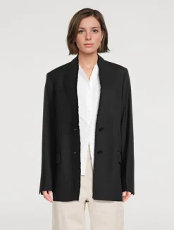 Raw-Lapel Wool Blazer