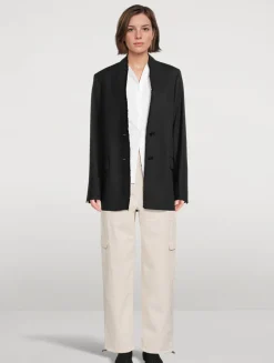 Raw-Lapel Wool Blazer