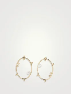 Recycled 14K Gold Scattered Oval Earrings With Pearls