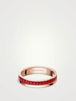 Red Edition Quatre Rose Gold Wedding Band With Ceramic