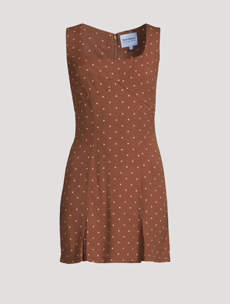 Reformation x Devon Lee Carlson Cher Mini Dress In Polka Dot Print