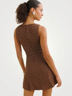 Reformation x Devon Lee Carlson Cher Mini Dress In Polka Dot Print