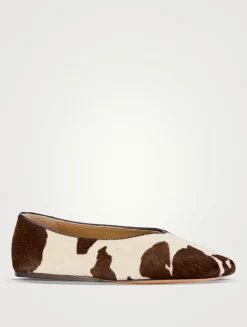 Regency Calf Hair Slippers In Cow Print