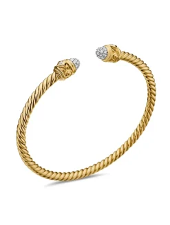 Renaissance® Cablespira Bracelet In 18k Yellow Gold With Diamonds, 3.5mm