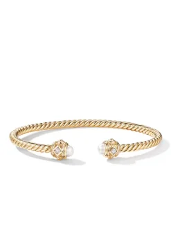 Renaissance® Cablespira Bracelet In 18k Yellow Gold With Pearls And Diamonds, 3.5mm