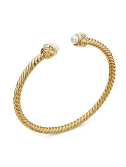 Renaissance® Cablespira Bracelet In 18k Yellow Gold With Pearls And Diamonds, 3.5mm