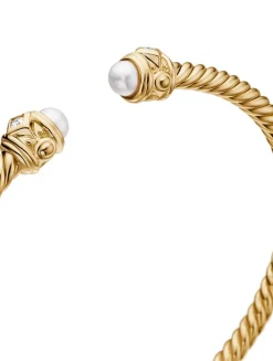 Renaissance® Cablespira Bracelet In 18k Yellow Gold With Pearls And Diamonds, 3.5mm