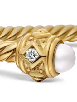 Renaissance® Cablespira Bracelet In 18k Yellow Gold With Pearls And Diamonds, 3.5mm