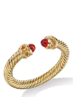 Renaissance® Cablespira Bracelet In 18k Yellow Gold With Carnelian And Madeira Citrine, 9mm