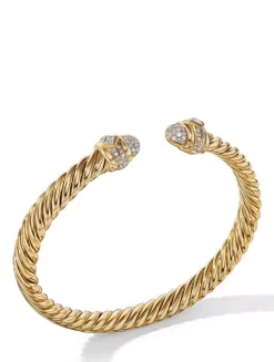 Renaissance® Oval Cablespira Bracelet In 18k Yellow Gold With Diamonds, 7mm