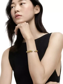 Renaissance® Oval Cablespira Bracelet In 18k Yellow Gold With Diamonds, 7mm