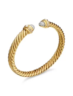 Renaissance® Oval Cablespira Bracelet In 18k Yellow Gold With Diamonds, 7mm