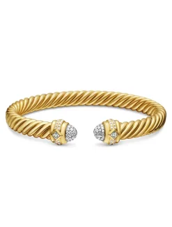 Renaissance® Oval Cablespira Bracelet In 18k Yellow Gold With Diamonds, 7mm