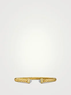 Renaissance® Oval Cablespira Bracelet In 18k Yellow Gold With Diamonds, 4.5mm