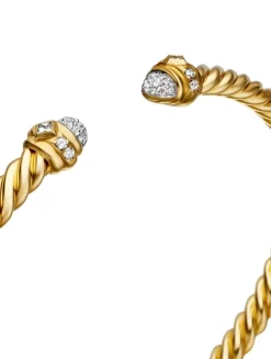 Renaissance® Oval Cablespira Bracelet In 18k Yellow Gold With Diamonds, 4.5mm