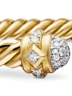 Renaissance® Oval Cablespira Bracelet In 18k Yellow Gold With Diamonds, 4.5mm