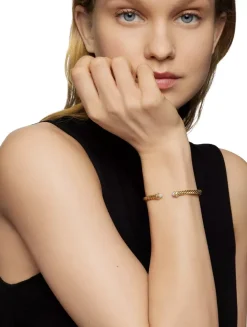 Renaissance® Oval Cablespira Bracelet In 18k Yellow Gold With Diamonds, 4.5mm