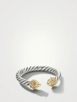 Renaissance Ring In Sterling Silver With 14k Yellow Gold Domes And Diamonds