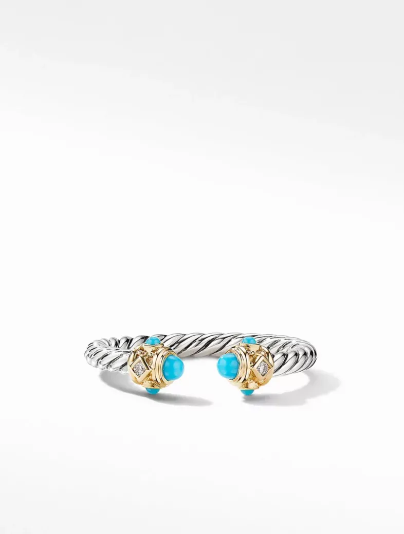 Renaissance Ring In Sterling Silver With 14k Yellow Gold Domes And Diamonds