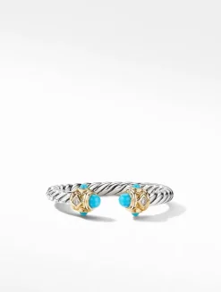 Renaissance Ring In Sterling Silver With 14k Yellow Gold Domes And Diamonds