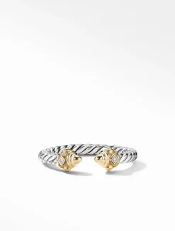 Renaissance Ring In Sterling Silver With 14k Yellow Gold Domes And Diamonds