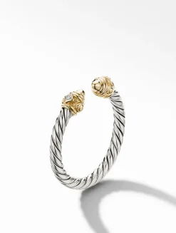 Renaissance Ring In Sterling Silver With 14k Yellow Gold Domes And Diamonds