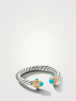Renaissance Ring In Sterling Silver With Turquoise, 14k Yellow Gold And Diamonds