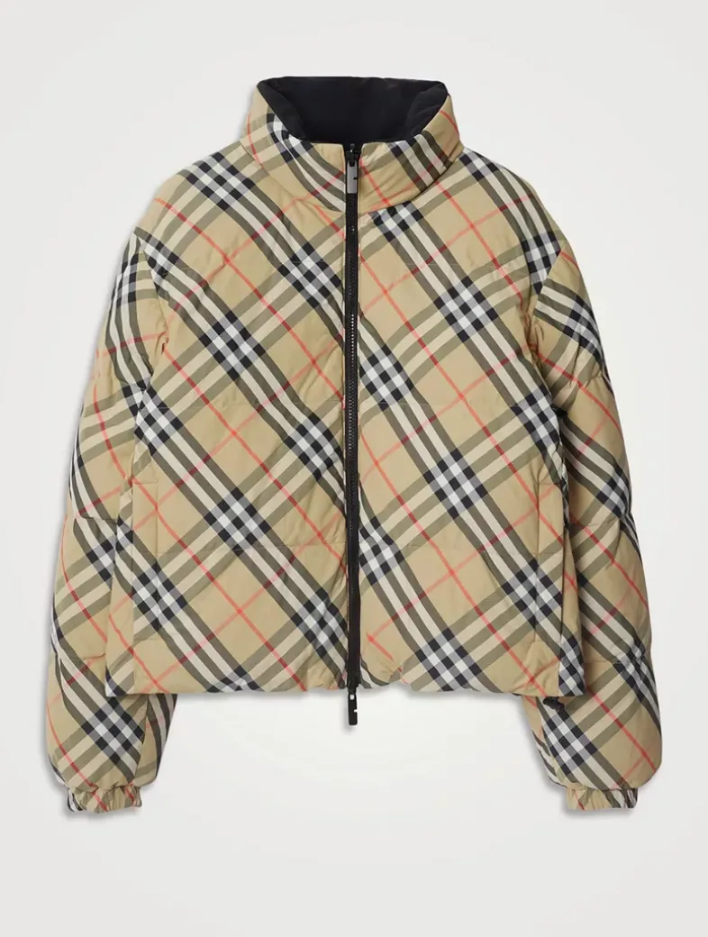 Reversible Check Nylon Puffer Jacket