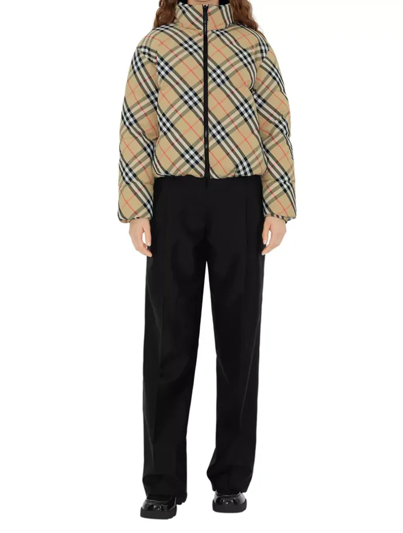 Reversible Check Nylon Puffer Jacket