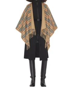 Reversible Check Wool Cape