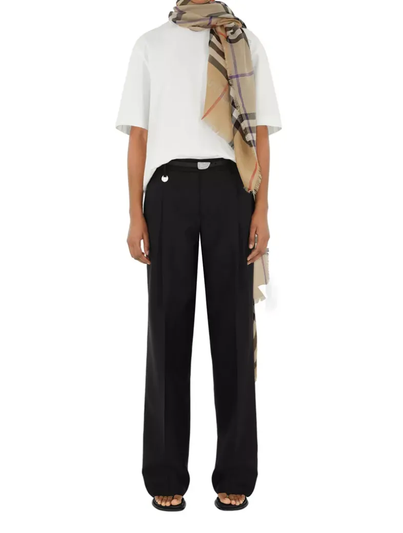 Reversible Check Wool Silk Scarf