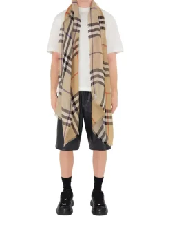 Reversible Check Wool Silk Scarf