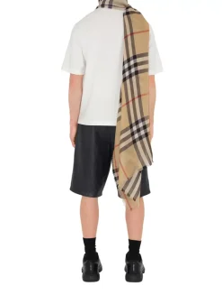 Reversible Check Wool Silk Scarf