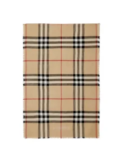 Reversible Check Wool Silk Scarf