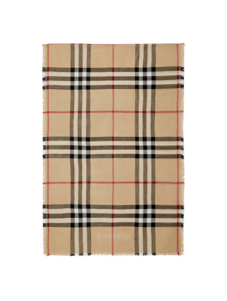 Reversible Check Wool Silk Scarf