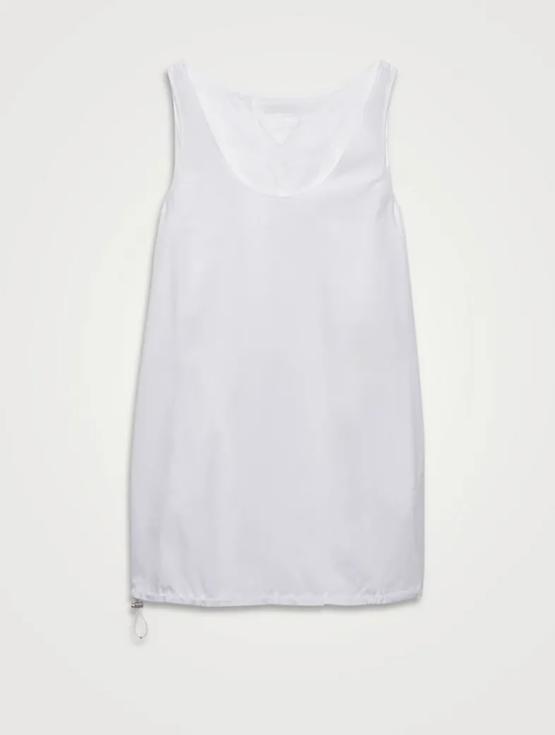 Reversible Cotton Jersey And Re-nylon Mini-dress