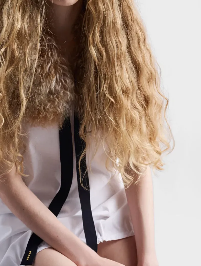 Reversible Cotton Jersey And Re-nylon Mini-dress