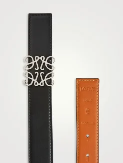 Reversible Embossed Anagram Leather Belt