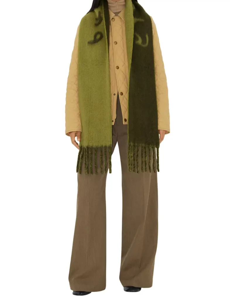 Reversible Logo Alpaca Wool Blend Scarf